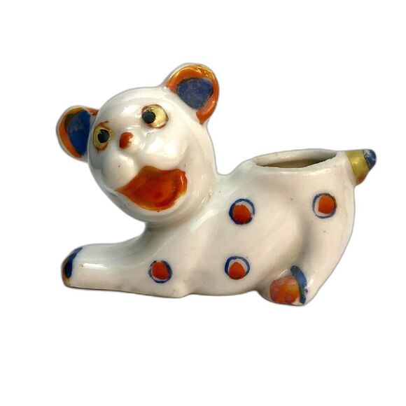 Antique Bonzo Dog | Porcelain Japan Lusterware 1920's Toothpick Holder - Picture 1 of 12